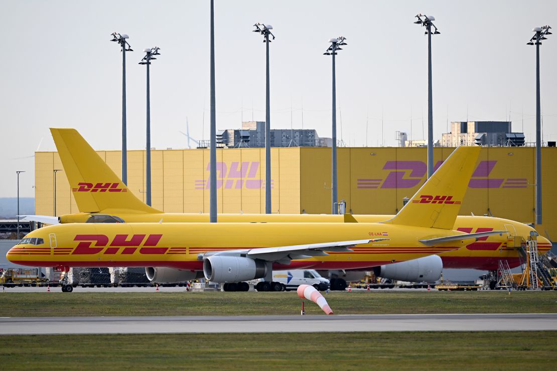 DHL plane at Leipzig Airport. In July, equipment exploded at DHL logistics centers in Leipzig and Birmingham, U.K., the Wall Street Journal reported this month.