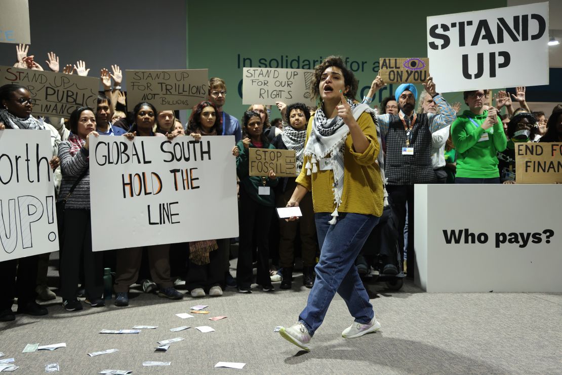 Activists protested for climate finance grants for poor countries at the United Nations talks.