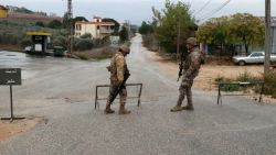 Lebanese army soldiers man a checkpoint in southern Lebanon's Marjayoun area after a ceasefire between Israel and Hezbollah took effect on November 27, 2024. A ceasefire between Israel and Hezbollah in Lebanon took hold on November 27 after more than a year of fighting that has killed thousands. (Photo by AFP) (Photo by -/AFP via Getty Images)