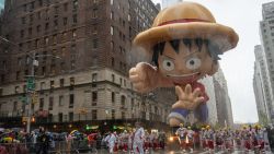 A balloon of Monkey D. Luffy from One Piece floats by during the annual Macy's Thanksgiving Day Parade in New York City on November 28, 2024. (Photo by David Dee Delgado / AFP) (Photo by DAVID DEE DELGADO/AFP via Getty Images)