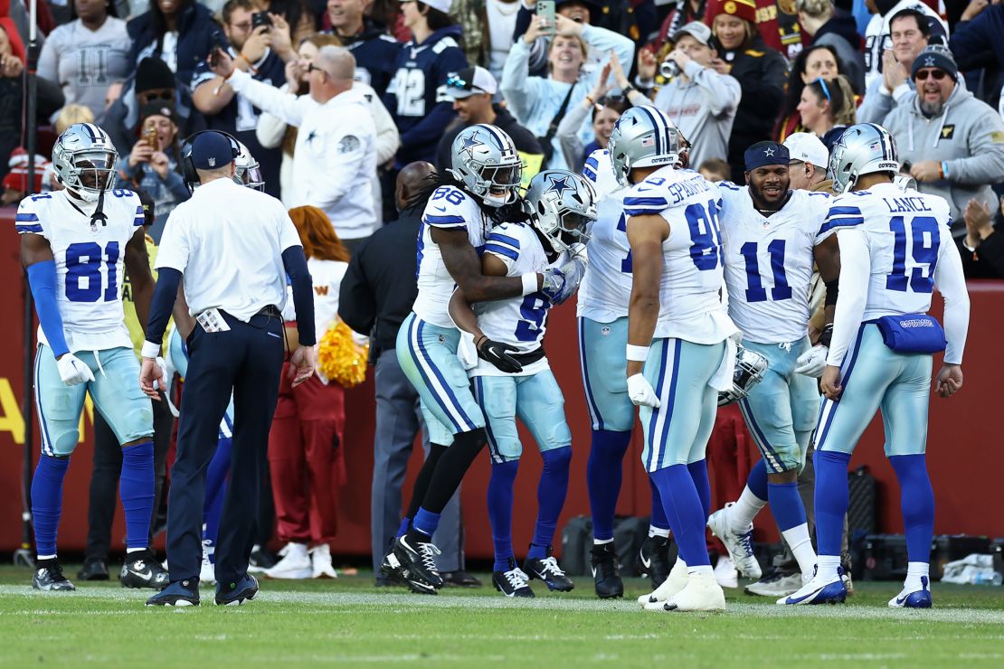 KaVontae Turpin's (No. 9) kickoff touchdown started a thrilling end to Sunday's game between the Cowboys and Commanders.