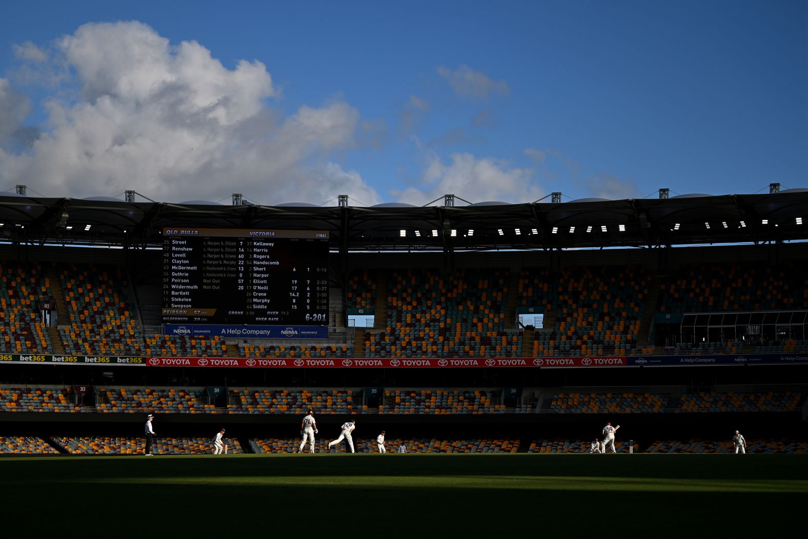 BRISBANE, AUSTRALIA - NOVEMBER 25: A general view is seen during the Sheffield Shield match between Queensland and Victoria at The Gabba, on November 25, 2024, in Brisbane, Australia. (Photo by Albert Perez/Getty Images)