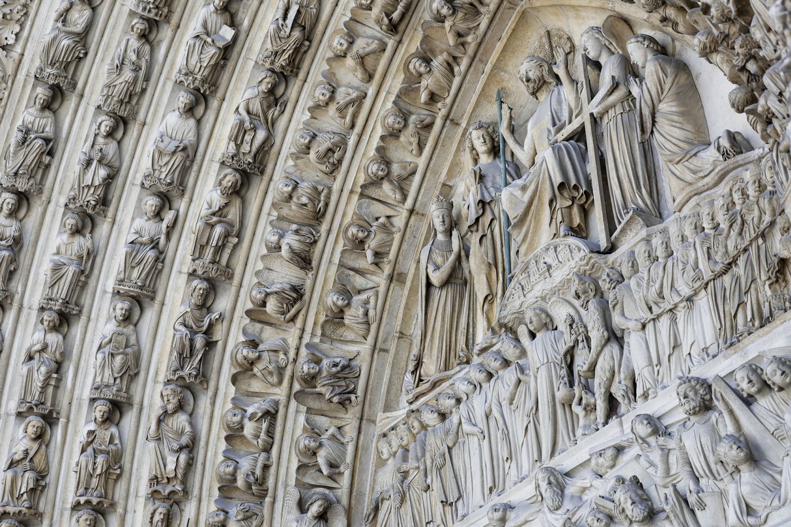 This photograph shows part of a bas-relief outside the Notre Dame cathedral.