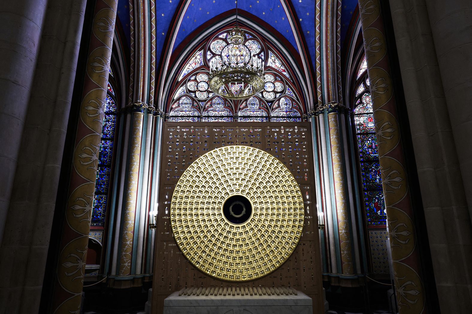 The Crown of Thorns is considered one of the most precious relics of Notre Dame. Brought to Paris from the Holy Land in 1263 by Saint Louis, firefighters managed to save it on the night of the fire, though its glass case was broken in the process. A new reliquary has been designed by French artist Sylvain Dubuisson.