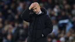 MANCHESTER, ENGLAND - NOVEMBER 26: Pep Guardiola, Manager of Manchester City, reacts during the UEFA Champions League 2024/25 League Phase MD5 match between Manchester City and Feyenoord at City of Manchester Stadium on November 26, 2024 in Manchester, England. (Photo by Carl Recine/Getty Images)