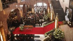 Relatives attend the funeral of Mexican actress Silvia Pinal at the Bellas Artes Palace, in Mexico City on November 30, 2024. Pinal, considered the last Mexican cinema diva, muse of Spanish filmmaker Luis Bunuel and star of television and theater, died on November 28, at the age of 93, Mexico's Ministry of Culture reported. (Photo by Rodrigo Oropeza / AFP) (Photo by RODRIGO OROPEZA/AFP via Getty Images)