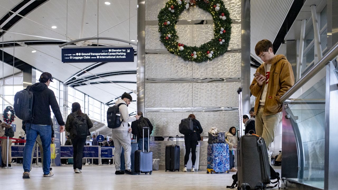 ROMULUS, MI - DECEMBER 1: Travelers arrive to the Detroit Metropolitan Wayne County Airport (DTW) on December 1, 2024 in Romulus, Michigan. The Transportation Security Administration expects to screen over 18 million people traveling through U.S. airports during the Thanksgiving holiday, which is estimated to be 6 percent more than last year. (Photo by Emily Elconin/Getty Images)