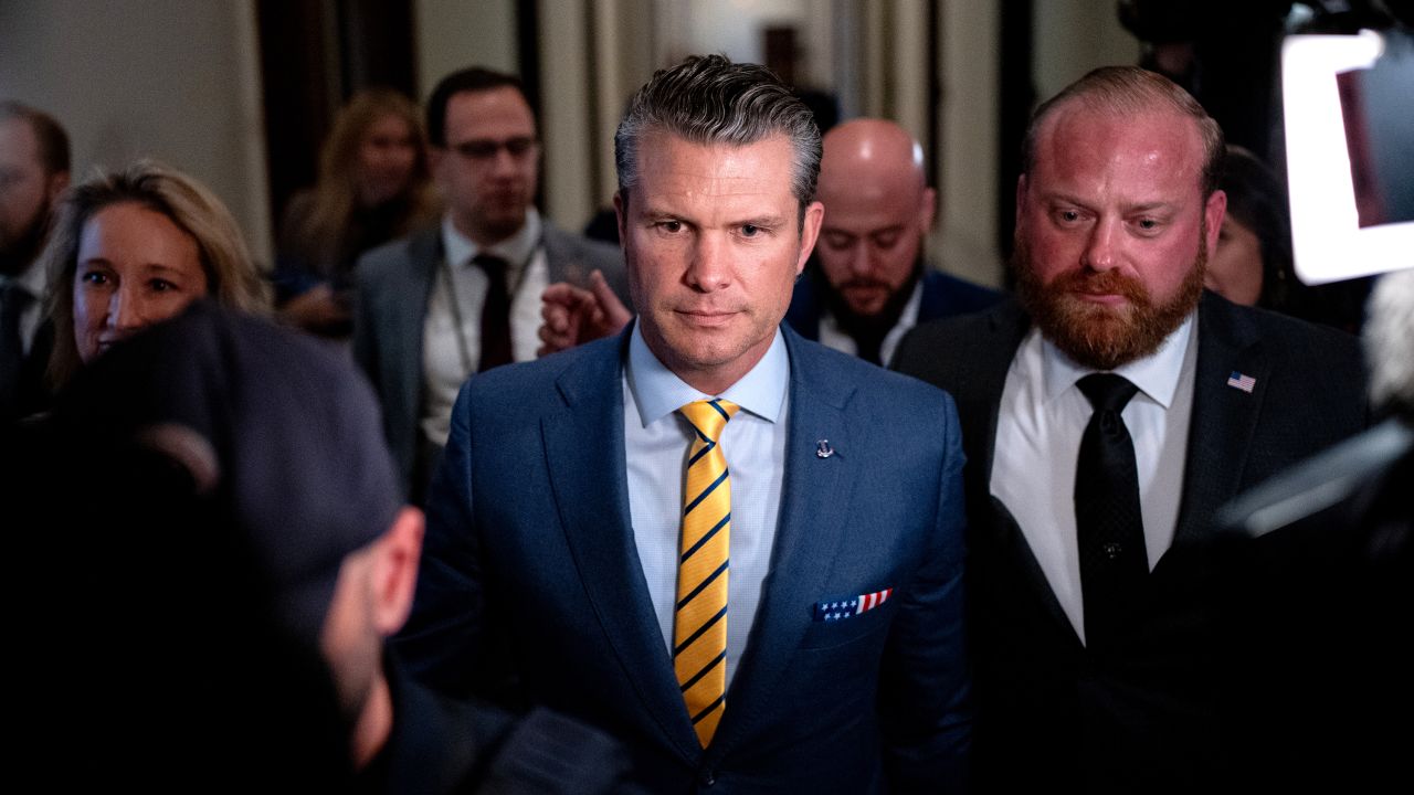 U.S. President-elect Donald Trump's nominee to be Secretary of Defense Pete Hegseth (C) walks through the Russell Senate Office Building on Capitol Hill on December 3, 2024 in Washington, DC. Hegseth continues to meet with Senate Republicans on Capitol Hill as new allegations of alcohol abuse and sexual misconduct have emerged.