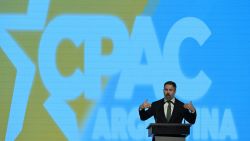 Spain's far-right party Vox leader Santiago Abascal speaks during the opening of the Conservative Political Action Conference in Buenos Aires on December 4, 2024. (Photo by JUAN MABROMATA / AFP) (Photo by JUAN MABROMATA/AFP via Getty Images)