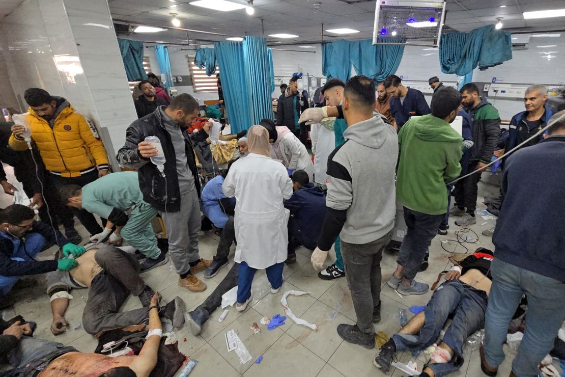 A medical worker cares for a Palestinian wounded by Israeli forces at Kamal Adwan Hospital in Beit Lahiya on December 6, 2024. On Friday, Israeli forces stormed the facility, killing at least four doctors.