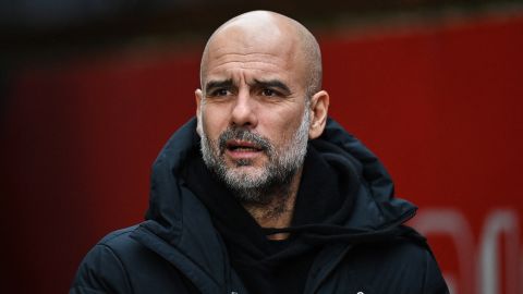 Manchester City's Spanish manager Pep Guardiola reacts prior to the English Premier League football match between Crystal Palace and Manchester City at Selhurst Park in south London on December 7, 2024. (Photo by Glyn KIRK / AFP) / RESTRICTED TO EDITORIAL USE. No use with unauthorized audio, video, data, fixture lists, club/league logos or 'live' services. Online in-match use limited to 120 images. An additional 40 images may be used in extra time. No video emulation. Social media in-match use limited to 120 images. An additional 40 images may be used in extra time. No use in betting publications, games or single club/league/player publications. /  (Photo by GLYN KIRK/AFP via Getty Images)