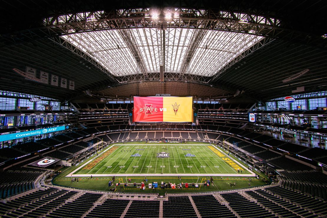 ATT Stadium before the Big 12 Championship game between the Arizona State Sun Devils and the Iowa State Cyclones.