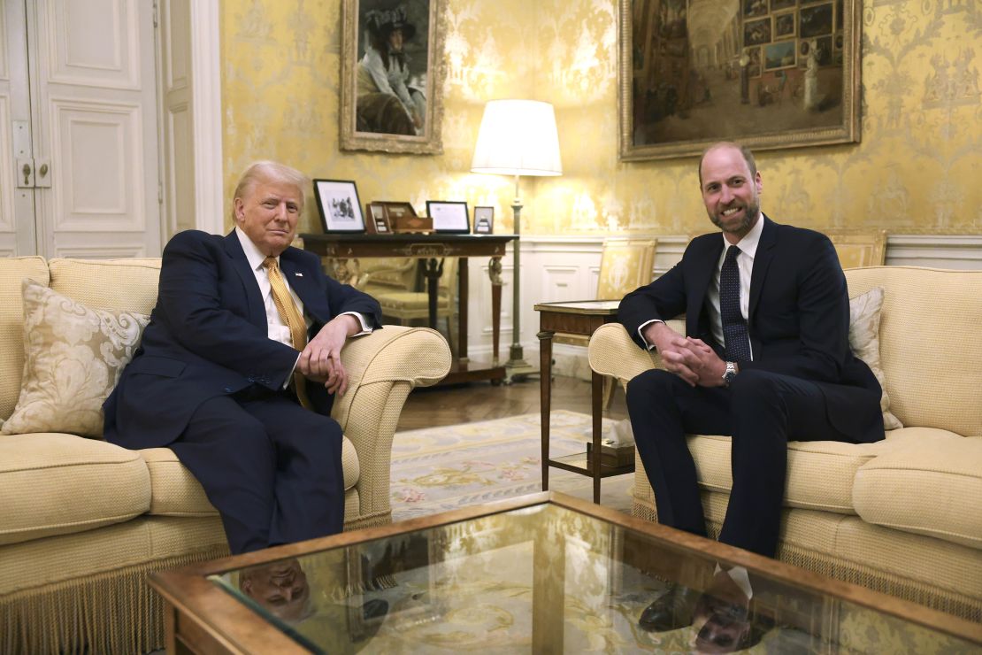 PARIS, FRANCE - DECEMBER 7: U.S. President-elect Donald Trump meets Britain's Prince William, Prince of Wales at the UK Ambassador's Residence on the day of the reopening ceremonies of the Notre-Dame de Paris Cathedral, five and a half years after a devastating fire on December 7, 2024 in Paris, France. (Photo by Suzanne Plunkett - Pool/Getty Images)