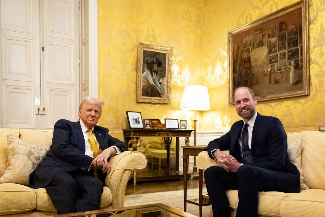 US President-elect Donald Trump meets Prince William at the UK ambassador's residence in Paris after the Notre Dame cathedral reopening ceremony in December.