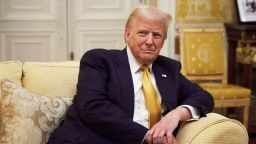 President-Elect Donald Trump reacts during his meeting with Prince William, Prince of Wales at the Embassy of the United Kingdom's Residence on December 7, 2024, in Paris, France.