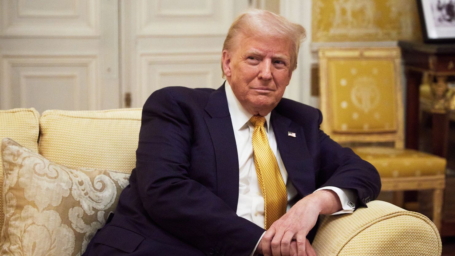 President-Elect Donald Trump reacts during his meeting with Prince William, Prince of Wales at the Embassy of the United Kingdom's Residence on December 7, 2024, in Paris, France.