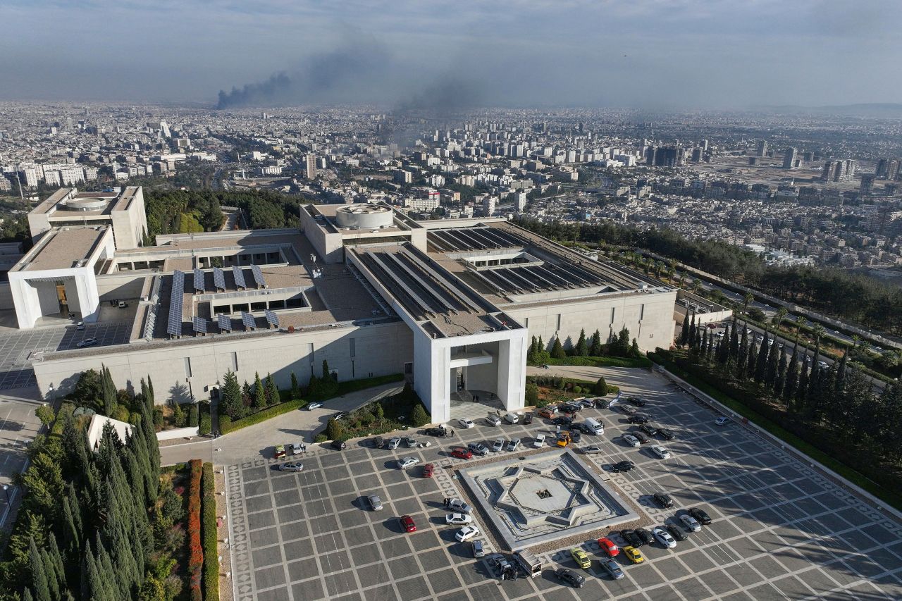 The presidential palace in Damascus, Syria, is pictured on December 8.