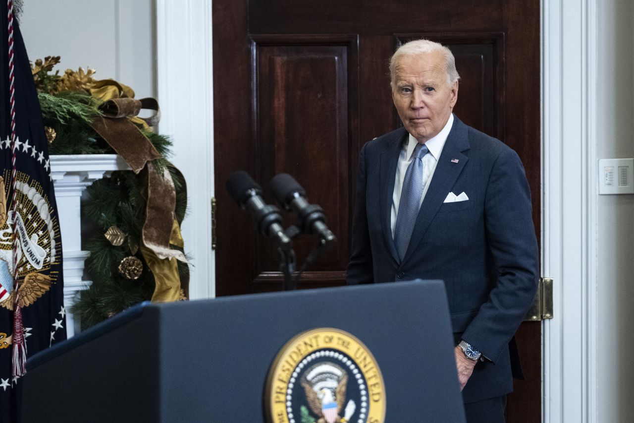 President Joe Biden is pictured at the White House in Washington, DC, on December 8.