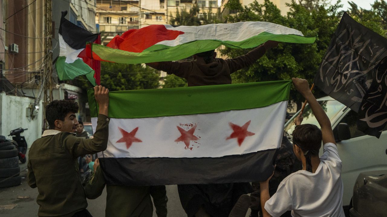 Celebrations in Tariq Jdide, Beirut after the fall of the regime of Bachar al-Assad. December 08 2024. (Photo by Nael Chahine / Middle East Images / Middle East Images via AFP) (Photo by NAEL CHAHINE/Middle East Images/AFP via Getty Images)