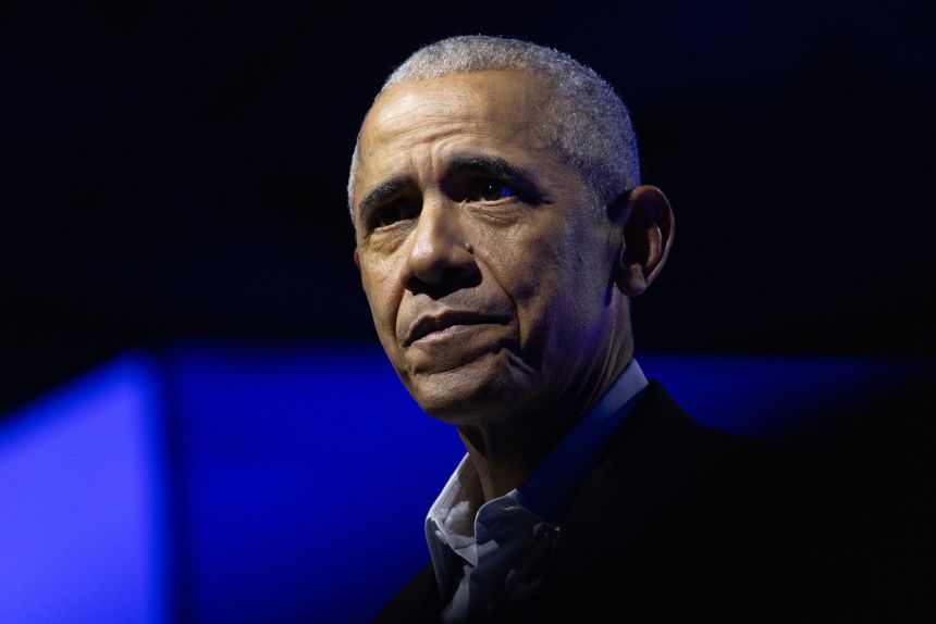 Former President Barack Obama addresses the Obama Foundation's 2024 Democracy Forum on December 5, 2024, in Chicago, Illinois.