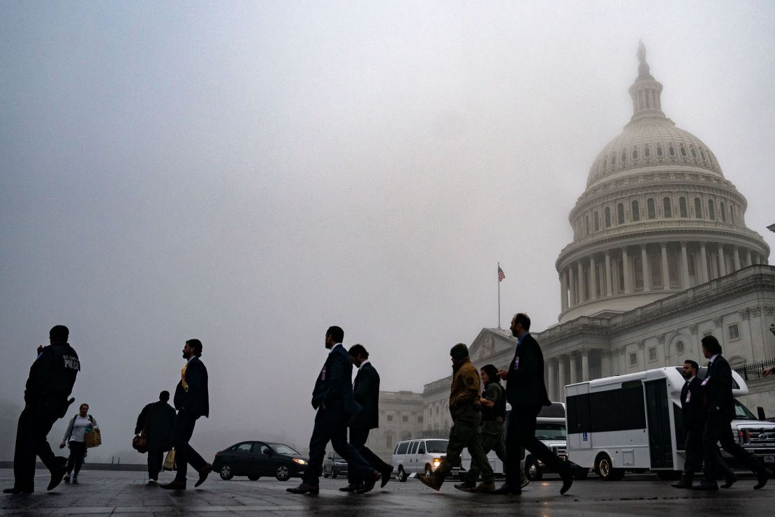 Fog hovers over the dome of the U.S. Capitol on December 10, 2024 in Washington, DC.