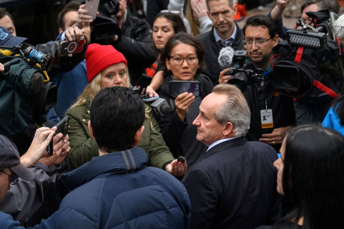 Thomas Dickey, attorney for suspected shooter Luigi Mangione, speaks to reporters in front of the Blair County Courthouse in Hollidaysburg, Pennsylvania, after an extradition hearing Tuesday.