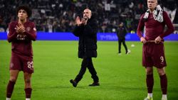 Manchester City's Spanish coach Pep Guardiola (C) acknowledges the supporters at the end of the UEFA Champions League, league phase day 6, football match between Juventus (ITA) and Manchester City (ENG) at the Allianz stadium in Turin, on December 11, 2024. (Photo by Marco BERTORELLO / AFP) (Photo by MARCO BERTORELLO/AFP via Getty Images)