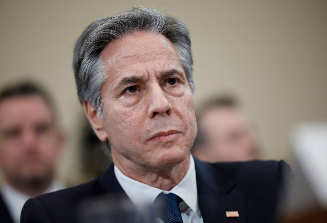 Secretary of State Antony Blinken testifies before the House Foreign Affairs Committee in the Rayburn House Office Building in Washington, DC, on December 11.