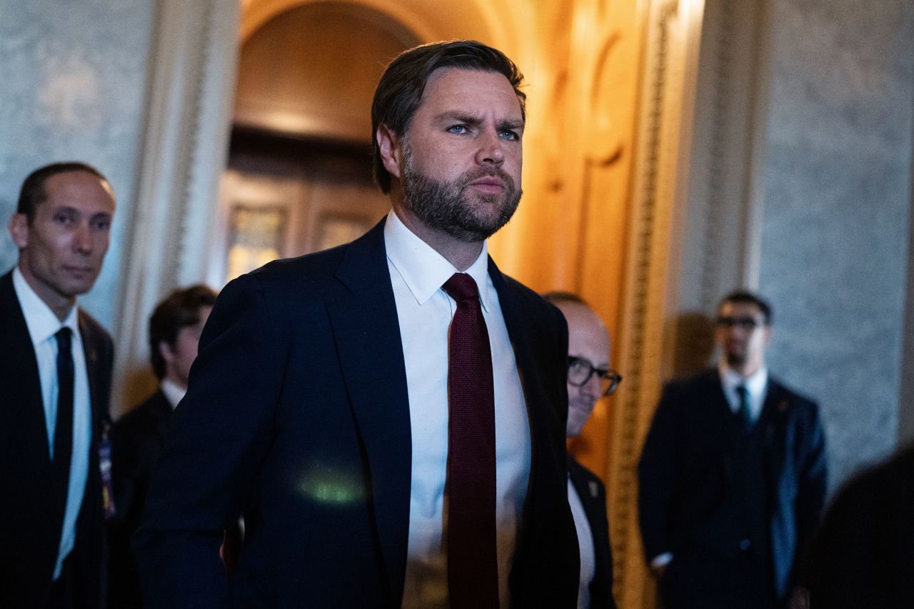 Vice President-elect JD Vance makes his way to a Republican senate luncheon in the US Capitol on December 19.