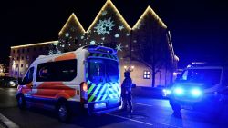 Police and ambulances work next to the Christmas market, where a car crashed into a crowd injuring between "60 and 80 people", according to a spokesman for the local rescue service, on December 20, 2024 in Magdeburg, eastern Germany. According to the emergency service, several people were "severely" injured", the spokesman said. The death toll in Magdeburg market attack rose to two according to the State Premier. (Photo by John MACDOUGALL / AFP) (Photo by JOHN MACDOUGALL/AFP via Getty Images)