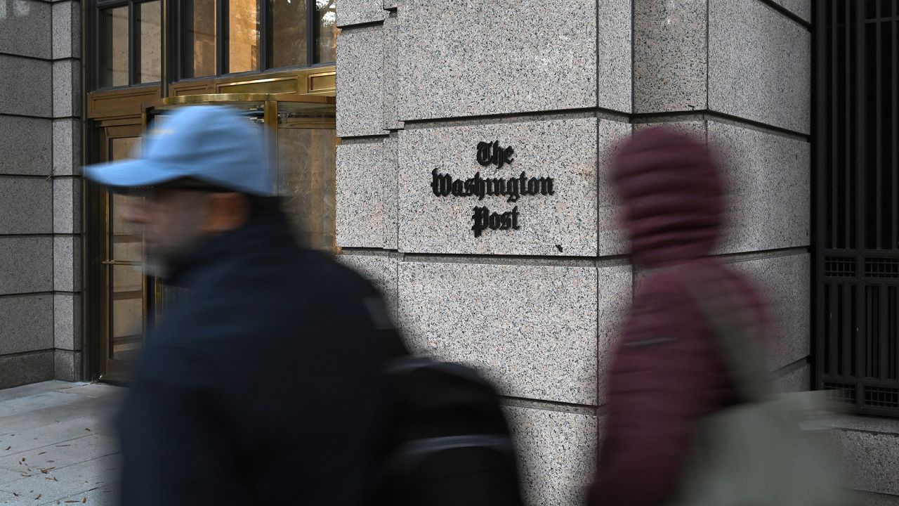 The front entrance at the Washington Post offices in Washington, DC on November 3, 2024.