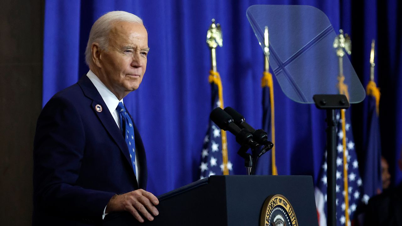 WASHINGTON, DC - DECEMBER 16: U.S. President Joe Biden speaks at the Department of Labor on December 16, 2024 in Washington, DC. Biden signed a proclamation to establish the Frances Perkins National Monument in Maine. Perkins was the first female Cabinet secretary and served as the Labor Secretary under Franklin Roosevelt.  (Photo by Kevin Dietsch/Getty Images)