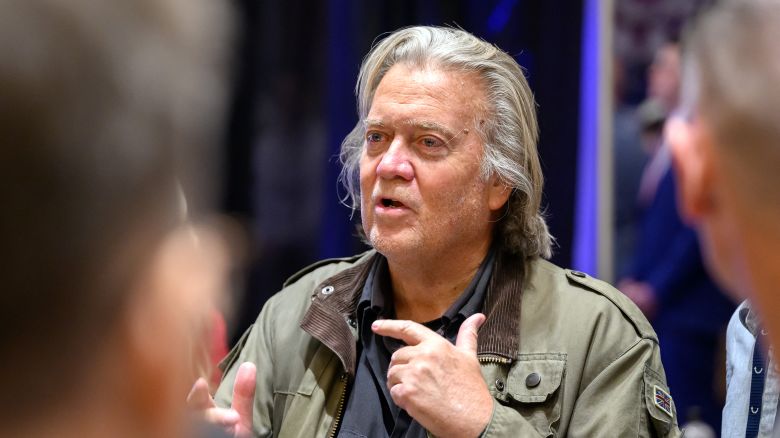 Former White House Chief Strategist Steve Bannon speaks with attendees at Turning Point's annual AmericaFest 2024 in Phoenix, Arizona, on December 21, 2024. The four-day event features some of the nationÕs most popular conservative speakers. (Photo by JOSH EDELSON / AFP) (Photo by JOSH EDELSON/AFP via Getty Images)