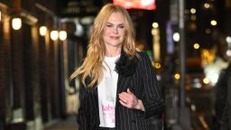 NEW YORK, NEW YORK - DECEMBER 16: Nicole Kidman leaves "The Late Show With Stephen Colbert" at the Ed Sullivan Theater on December 16, 2024 in New York City. (Photo by James Devaney/GC Images)