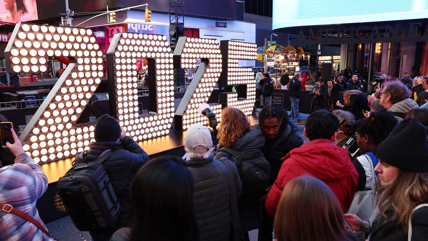 The 2025 numerals on display in Times Square in New York City ahead of the New Year’s Eve celebration.