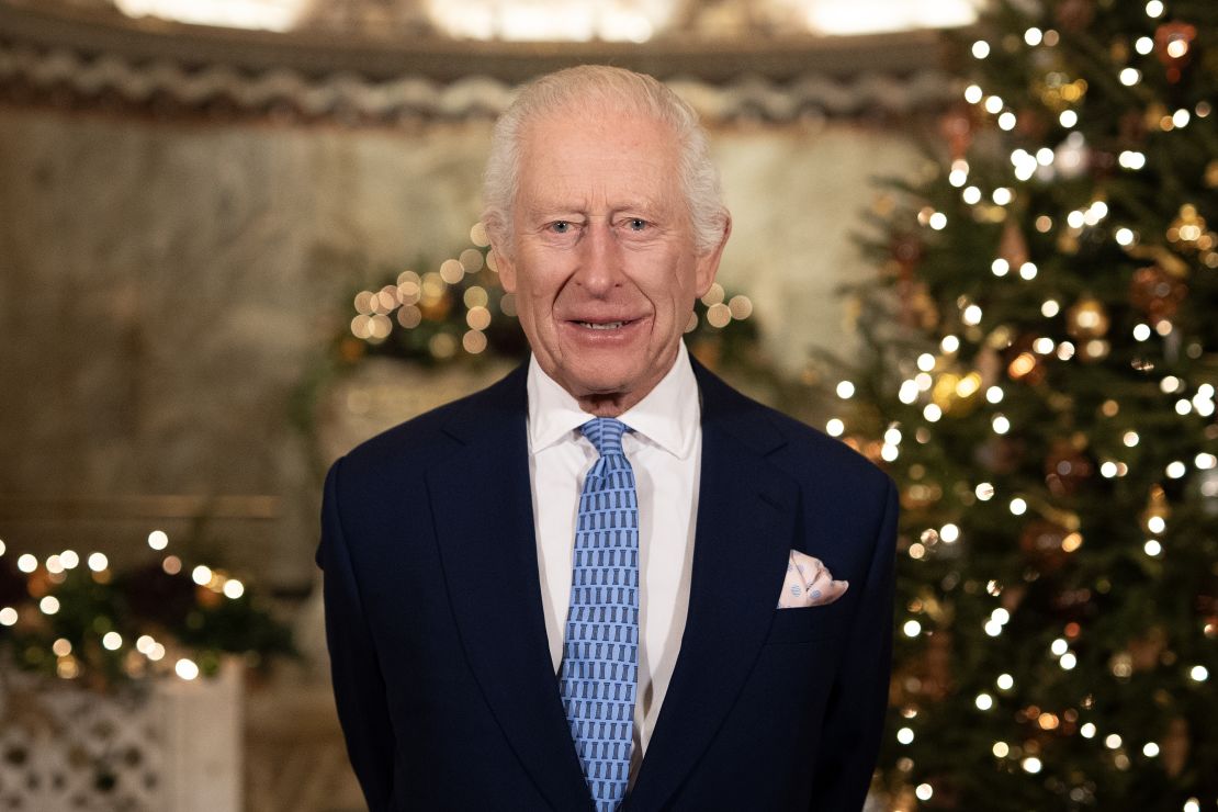 LONDON, UNITED KINGDOM - DECEMBER 11: In this image released on December 23, 2024, King Charles III records his Christmas message at the Fitzrovia Chapel on December 11, 2024 in London, England. (Photo by Aaron Chown - WPA Pool/Getty Images)