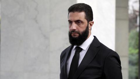 DAMASCUS, SYRIA - DECEMBER 30: The leader of the new Syrian istration, Ahmed al-Sharaa waits to greet Ukrainian Foreign Minister Andrii Sybiha (not in picture) ahead of a meeting between the Syrian leadership and a Ukrainian delegation to help strengthen ties between the two countries on December 30, 2024 in Damascus, Syria. Syria is transitioning after the fall of the Baath regime and the Assad family's rule, with a temporary istration now in place in Damascus and Aleppo. (Photo by Ali Haj Suleiman/Getty Images)
