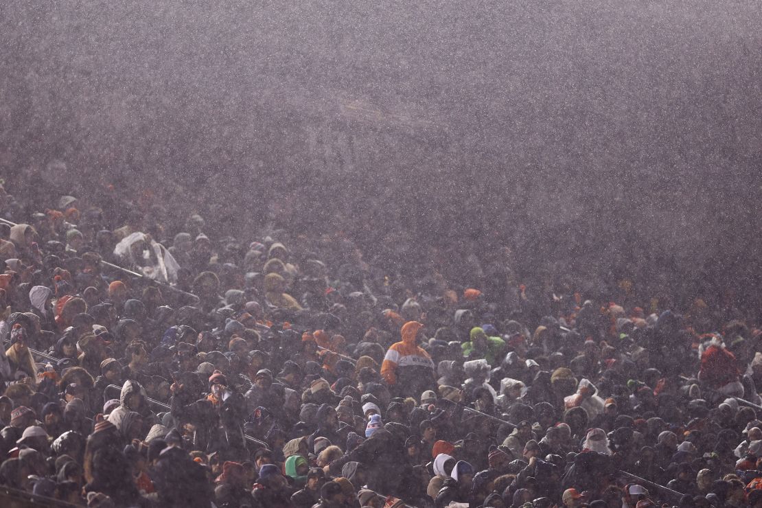 Fans packed Soldier Field to watch the Chicago Bears take on the Seattle Seahawks despite the rainy weather and chilly temperatures.