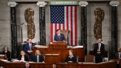 Speaker of the House Mike Johnson, Republican from Louisiana, speaks after Johnson won the vote for Speaker of the House, during the first day of the 119th Congress in the House Chamber at the US Capitol in Washington, DC, on January 3, 2025. (Photo by Mandel NGAN / AFP) (Photo by MANDEL NGAN/AFP via Getty Images)