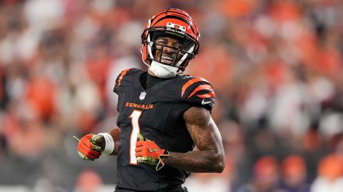 Ja'Marr Chase #1 of the Cincinnati Bengals lines up for a play in the fourth quarter against the Denver Broncos at Paycor Stadium on December 28, 2024 in Cincinnati, Ohio.