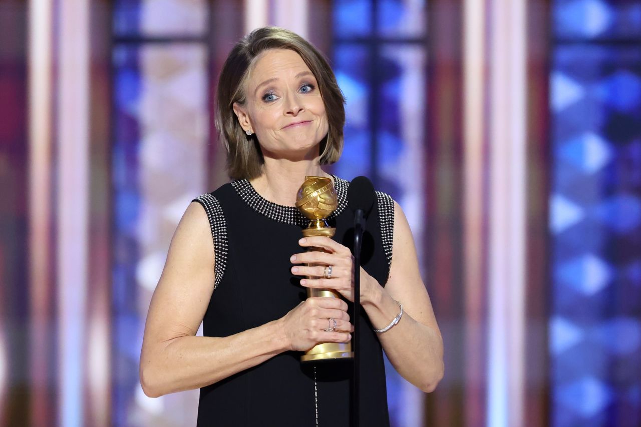 Jodie Foster gives an acceptance speech at the Golden Globes on January 5.