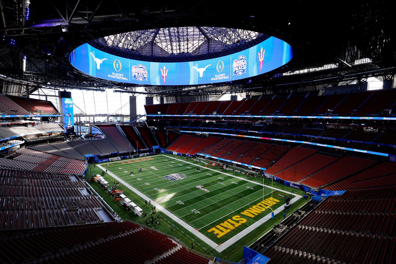 A general view inside Mercedes-Benz Stadium is seen prior to the Chick-fil-A Peach Bowl  on January 1 in Atlanta.