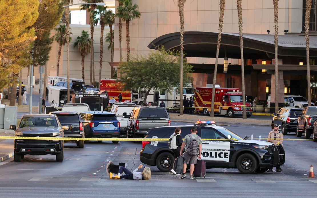 The Trump International Hotel & Tower Las Vegas after a Tesla Cybertruck exploded in front of the entrance on Wednesday.