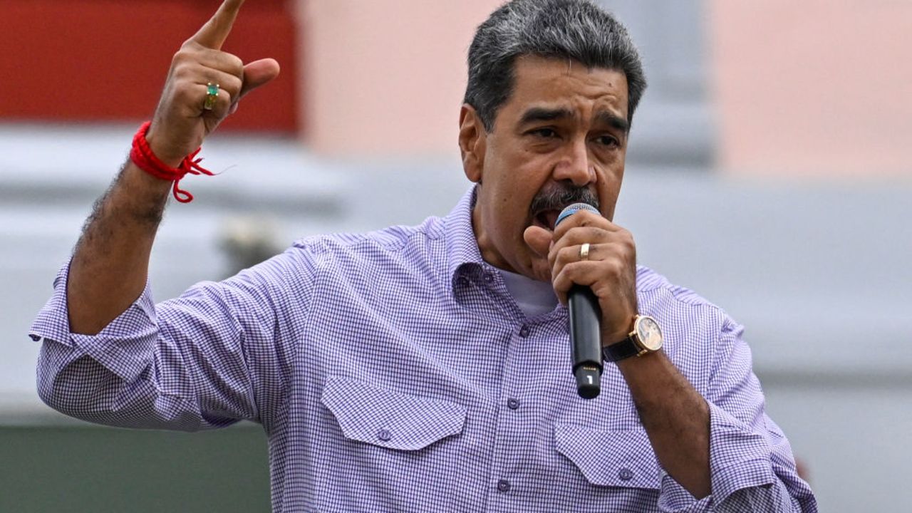 Venezuela's President Nicolas Maduro speaks during a celebration with the Three Kings in Miraflores presidential palace in Caracas on January 6, 2025. The ruling Chavismo will hold a demonstration next January 9, in parallel to protests called by the opposition in view of Maduro's swearing-in on January 10, amid allegations of fraud. (Photo by Juan BARRETO / AFP) (Photo by JUAN BARRETO/AFP via Getty Images)