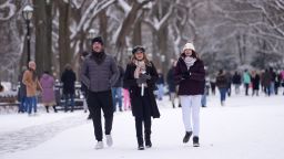 NEW YORK, UNITED STATES - JANUARY 6: People walk through Central Park during cold winter weather in New York, United States on January 6, 2025. (Photo by Selcuk Acar/Anadolu via Getty Images)