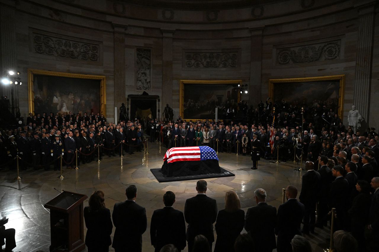 Former President Jimmy Carter lies in state at the US Capitol Rotunda in Washington, DC on January 7.