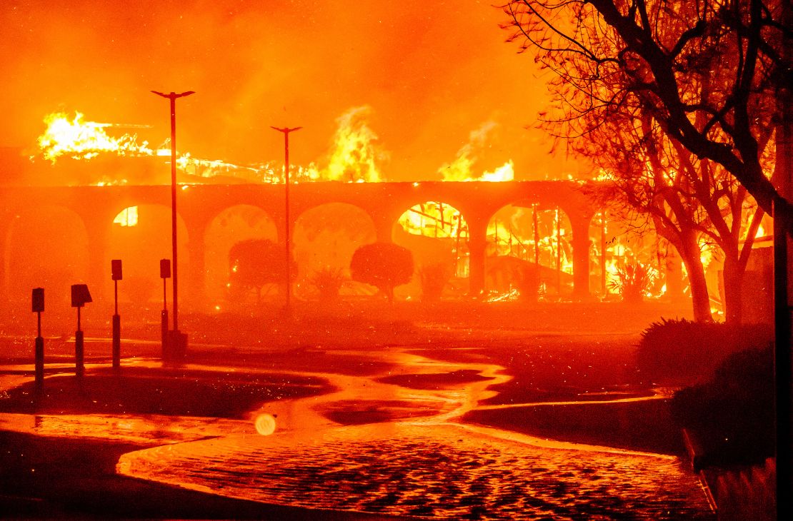 The Pasadena Jewish Temple & Center burns during the Eaton Fire in Pasadena, California, this week.