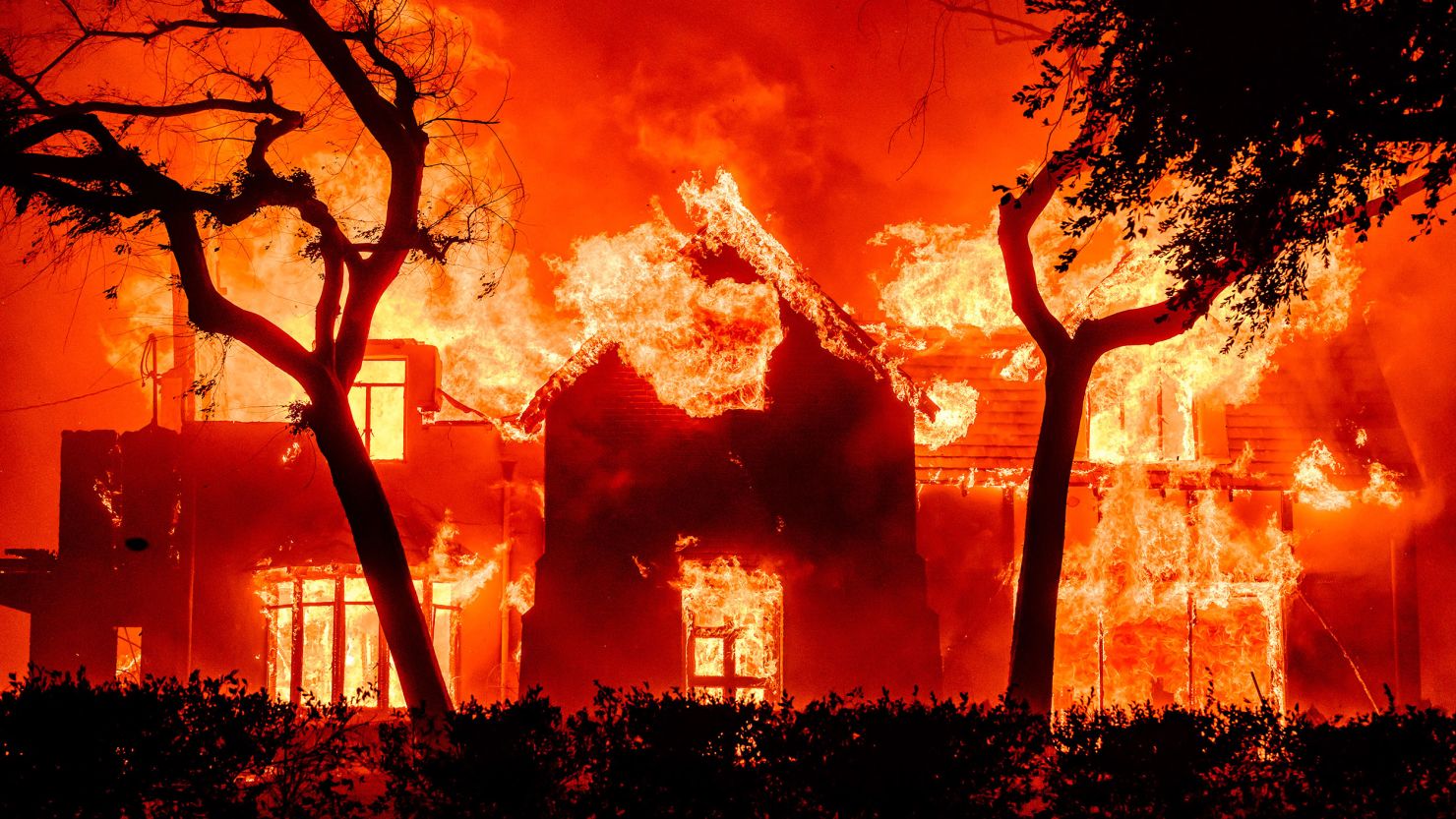 A home is engulfed in flames during the Eaton Fire in the Altadena area on Wednesday, January 8.