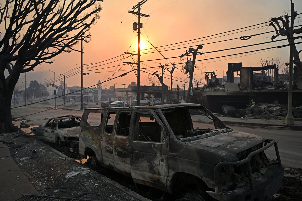 The aftermath of the Palisades fire in Pacific Palisades, California, on January 8.