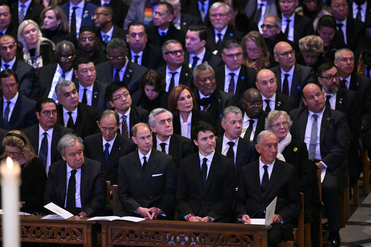 UN Secretary-General Antonio Guterres, second from left in the front row, sits next to Britain's Prince Edward as they attend Carter's funeral with other dignitaries. Canadian Prime Minister Justin Trudeau is in the front row, second from right.